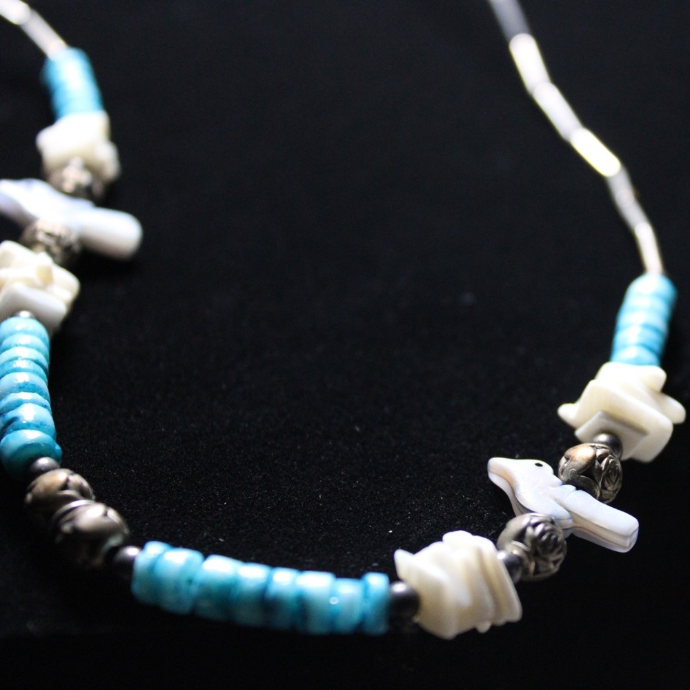 Super Cute Sterling Silver Bird & Turquoise Necklace View 6